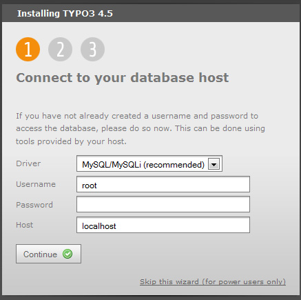 MySQL-Daten Ein Formular verlangt die Eingabe der MySQL-Zugangsdaten