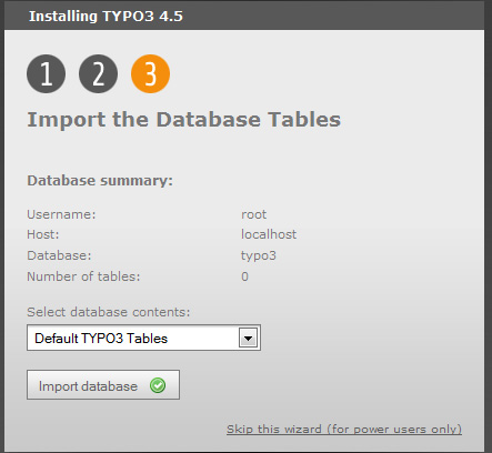Anlegen der Tabellen Typo3 legt Tabellen an