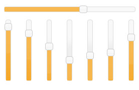 Slider als User Interface Sechs Slider, einer horizontal und fünf vertikal.