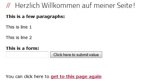 Standard-Ausgabe des Frontend-Plugins Das neue Plugin gibt ein wenig Beispieltext aus.