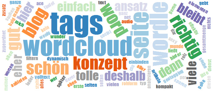 Die Tagcloud besteht aus 20 Farben